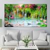 Abstract Swan Waterfall Lotus Canvas Painting Modern Landscape Posters and Prints Wall Pictures Living Room Home Decor No Frame
