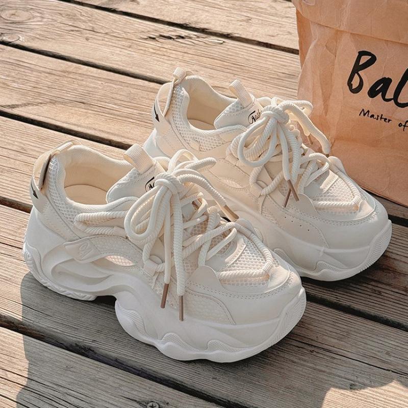 Женские кроссовки «папины кроссовки» 2025 весна-лето новая популярная сетчатая обувь женская дышащая сетчатая обувь на платформе белые кроссовки