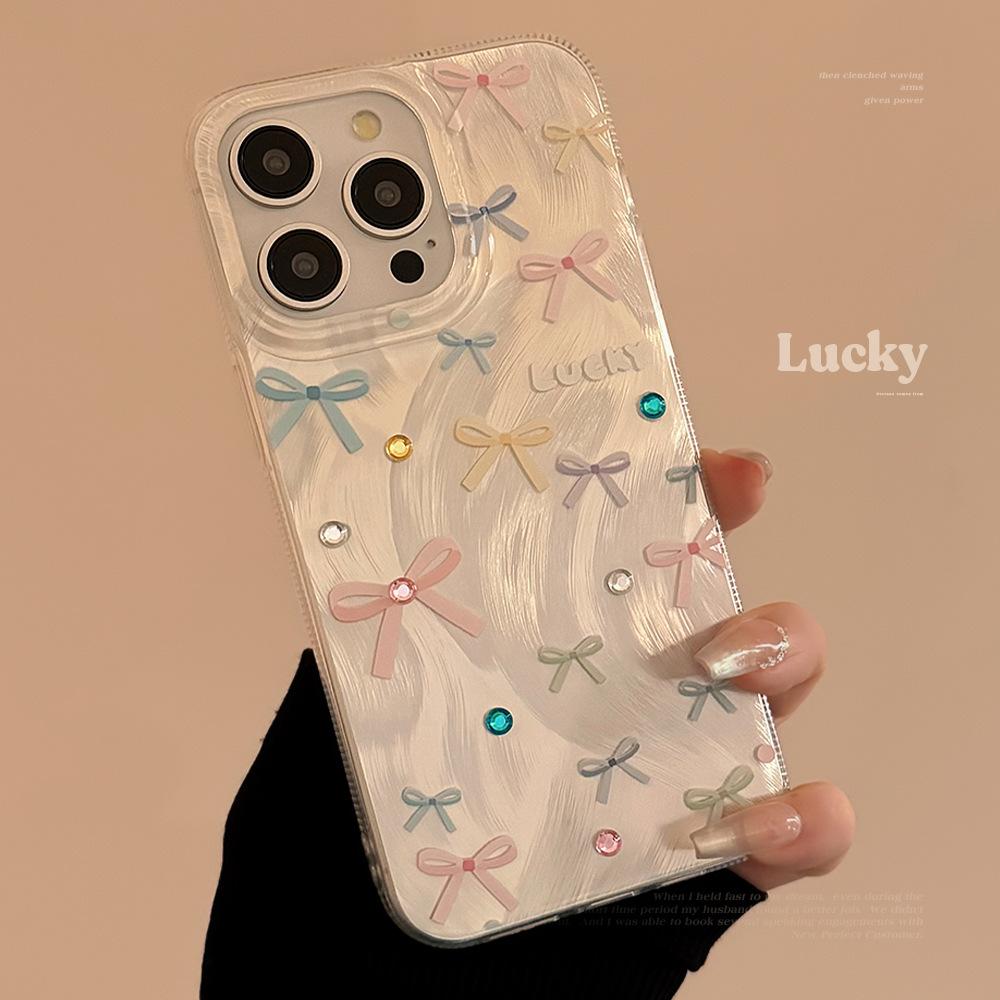 Glitter Bow Phone Case for iPhone 17 16 15 14 13 Pro Max, Cute Rhinestone Bowknot Shockproof Cover, Aesthetic Girly Protective Case