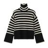 Водолазка в черно-белую полоску, женский вязаный свитер, свободный пуловер, теплый свитер на весну и осень