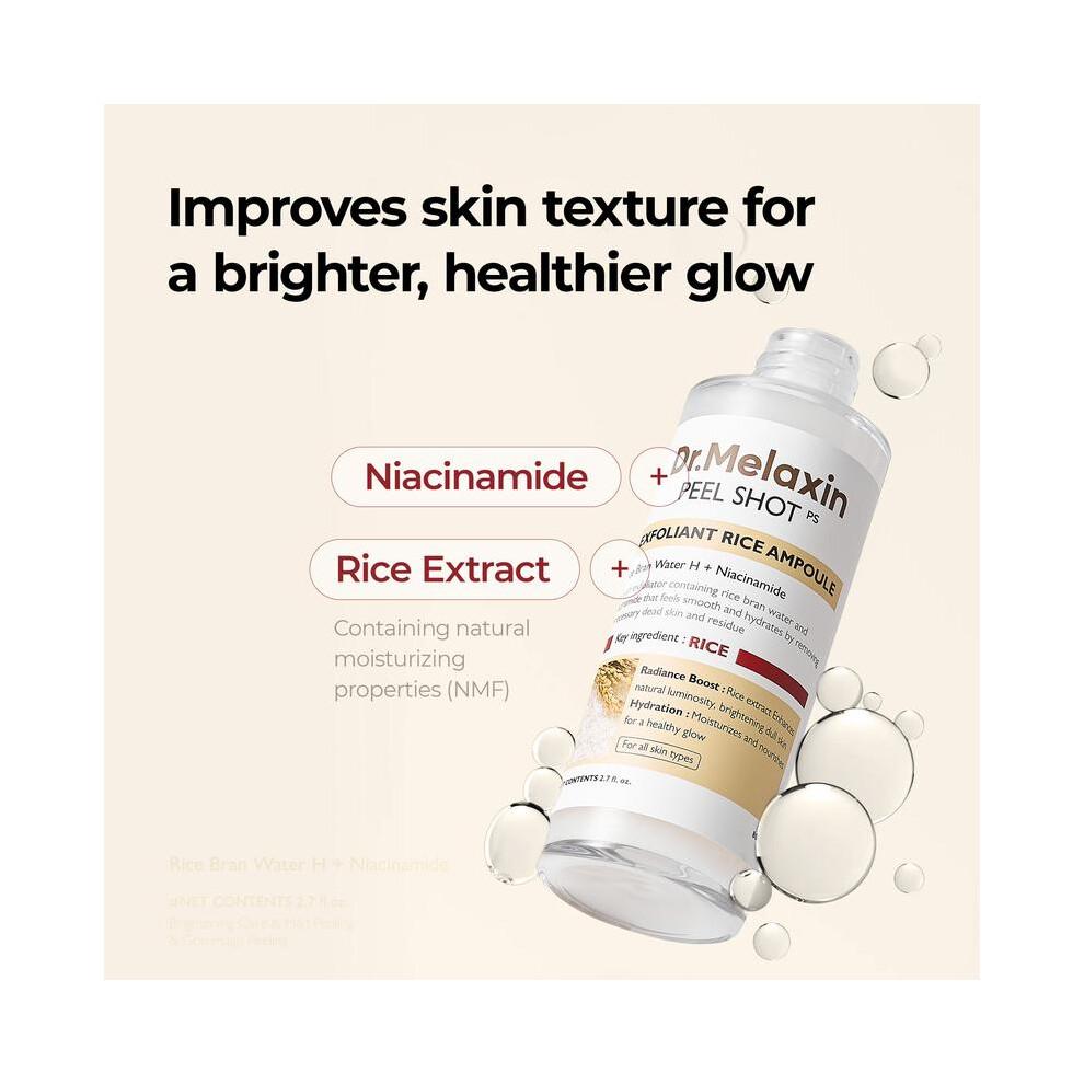 Peel Shot Glow Rice Ampoule Duo - Serums for Brightening, Exfoliating, and Moisturizing - Suitable for All Skin Types
