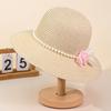 Жемчужная шляпа от солнца, летняя женская милая шляпа из рафии, с изысканным видом, подчеркивающая маленькое лицо