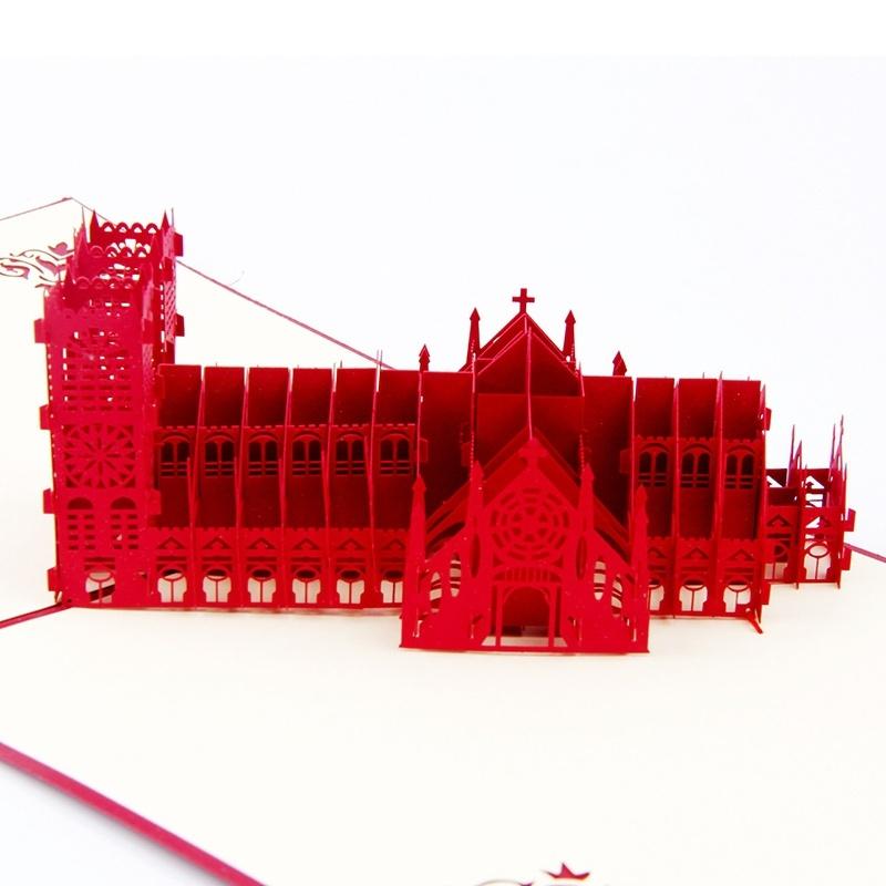 3D Стерео Креативность Часовня Башня Бумажный Силуэт День Рождения Подарочная Открытка Посткарточка