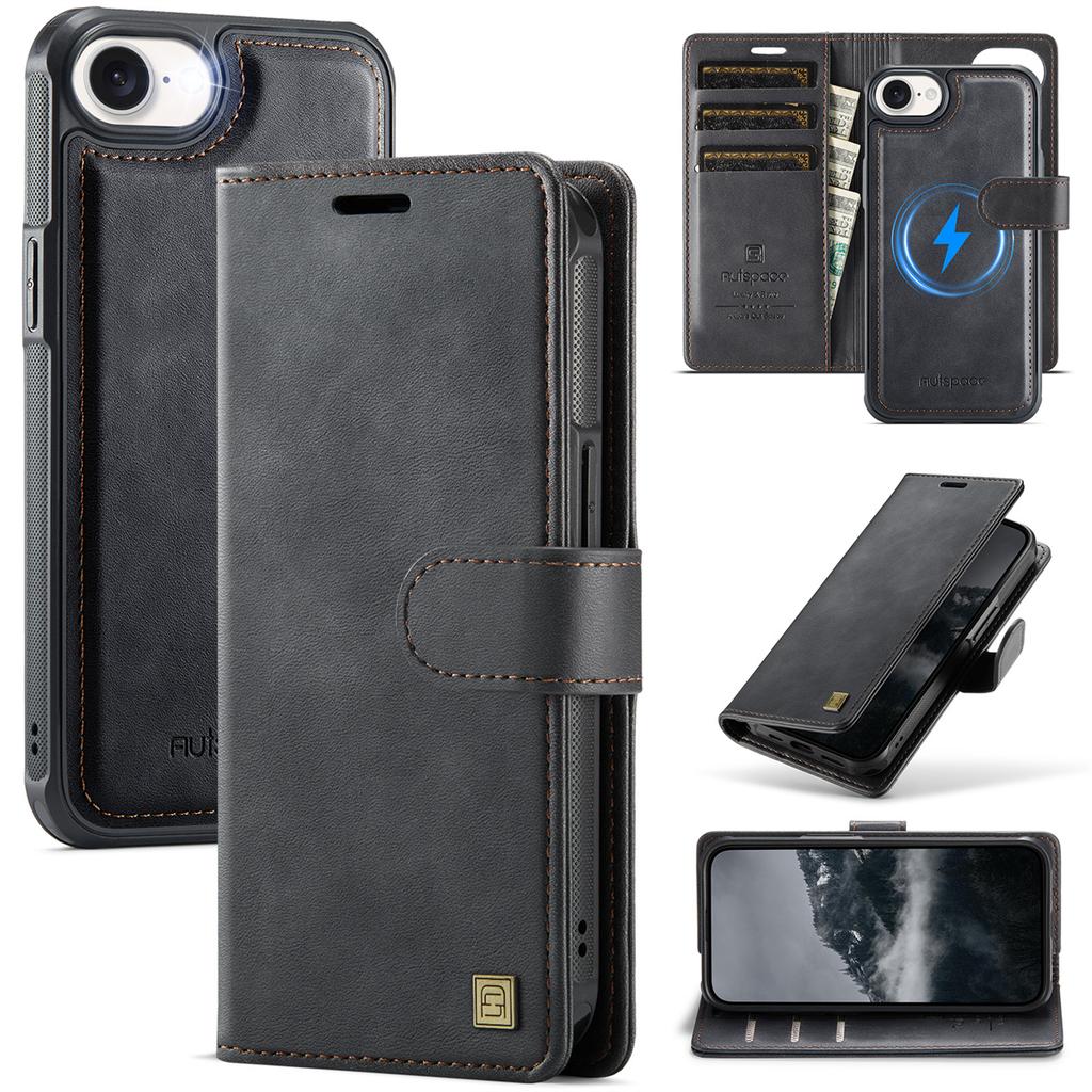 Чехол-кошелек 2-в-1 с магнитным отсоединением для iPhone 16/16 Pro/16 Pro Max/16 Plus/16e - ПУ кожа, Слоты для карт, Зарядка MagSafe, Защита 360°