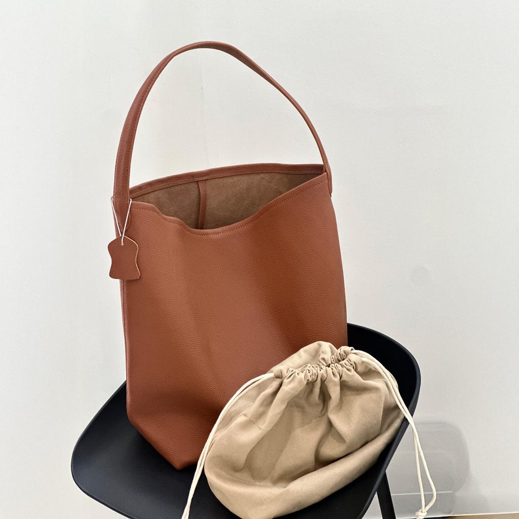MENDY Bucket Bag Large Women's Bag Tote Bag Shoulder Bag Luxury Designer Genuine Leather Handbag Japanese Popular Bag Soft Hand