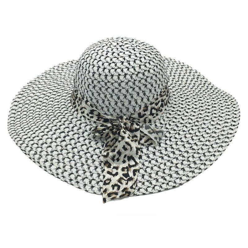 Женская пляжная шляпа, женская солнцезащитная кепка-дерби с широкими полями, флоппи-фолд, повседневная летняя соломенная шляпа от солнца