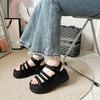 New Korean Version of Summer Temperament Sandals Women's Muffin Thick Sole One-word Buckle Casual Roman Shoes Tide Wholesale