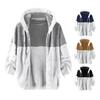 Men Hooded Fleece Jacket Adjustable Drawstring Long Sleeve Zipper Closure Coat Autumn Winter Warm Outerwear