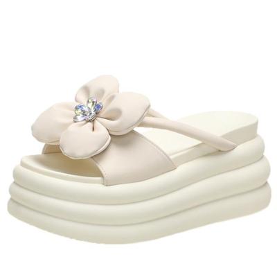 Модные тапочки на платформе 8 см, сандалии, женские тапочки с бантом на толстой подошве, женские шлепанцы на толстой подошве, летние повседневные пляжные шлепанцы Zapatos Mujer