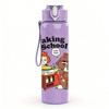 1PC Bear Baking School Retro Print 750ml Color Plastic Sports Water Bottle Leakproof Flip Straw Lid Suitable for Sports Office Home Use
