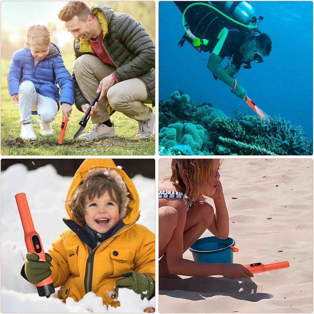 Металлоискатель Пинпоинтер, Ручной Пинпоинтер-Жезл Профессиональный IP68 Полностью Водонепроницаемый 360° Обнаружение, Поиск Сокровищ Пинпоинтер-Искатель Зонд с