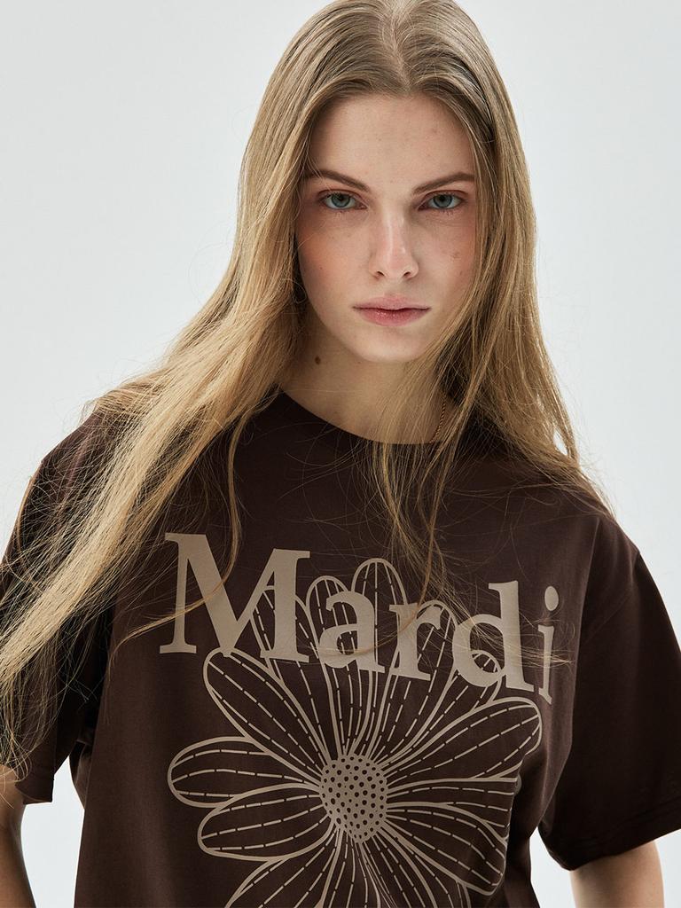 [mardimercredi] ФУТБОЛКА FLOWERMARDI КОРИЧНЕВЫЙ ПЕСОЧНО-КОРИЧНЕВЫЙ