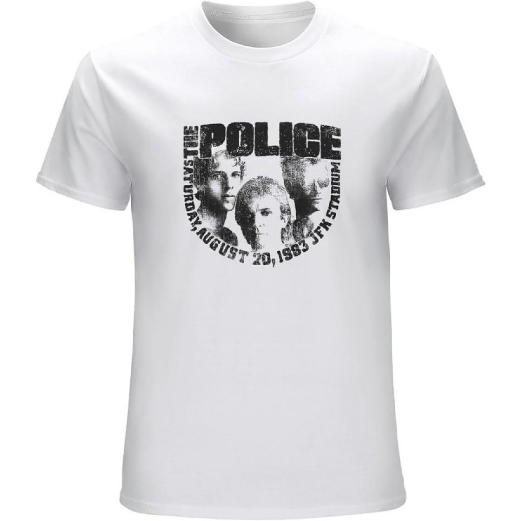 DOO MJUGG Мужская Футболка The Police Band Винтажная, Хлопковая Белая
