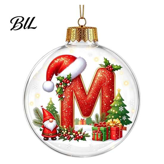 Eye-catching Xmas Party Ornaments 26?Letter Acrylic Christmas Ball Ornament, 3D Crystal Style Alphabet Winter Holiday Supplies Hanging Pendant, Tree