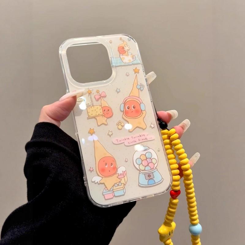 Cute Star Full Cover Shockproof Phone Case IPhone 17 Pro Max 16 15 14 13 With Chain Strap