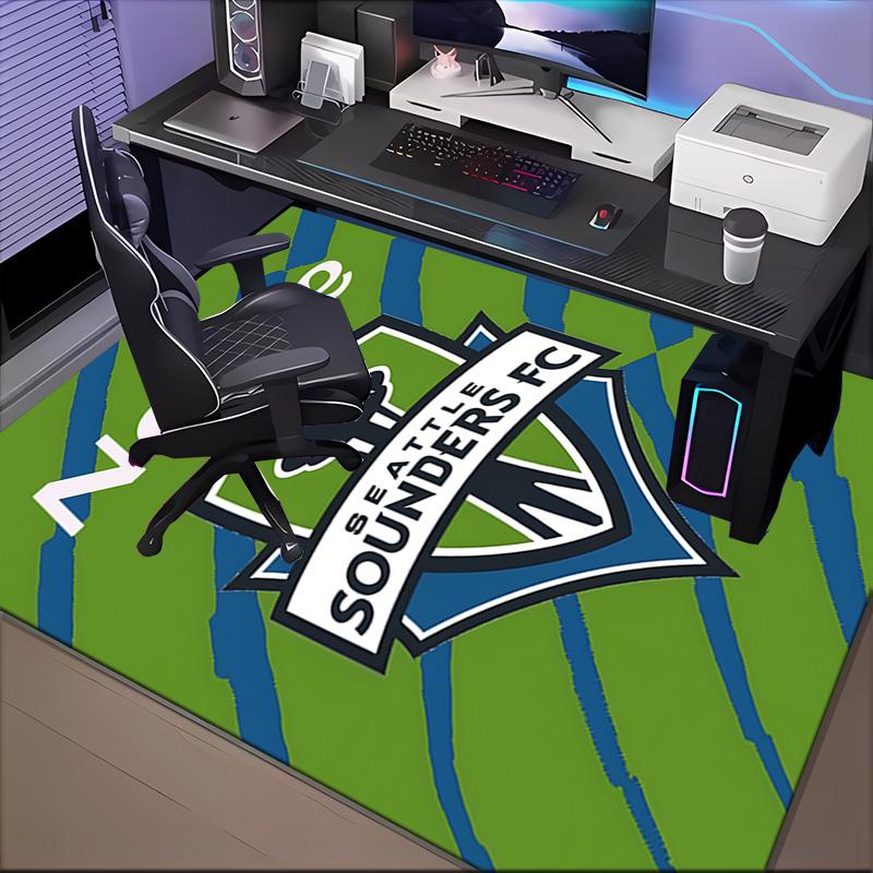 Custom Name Sounders FC Crest Rug Game Carpet, Floor Mat for Bedroom Living Room Entryway Rug, Home Decor Idea Gift for Christmas birthday