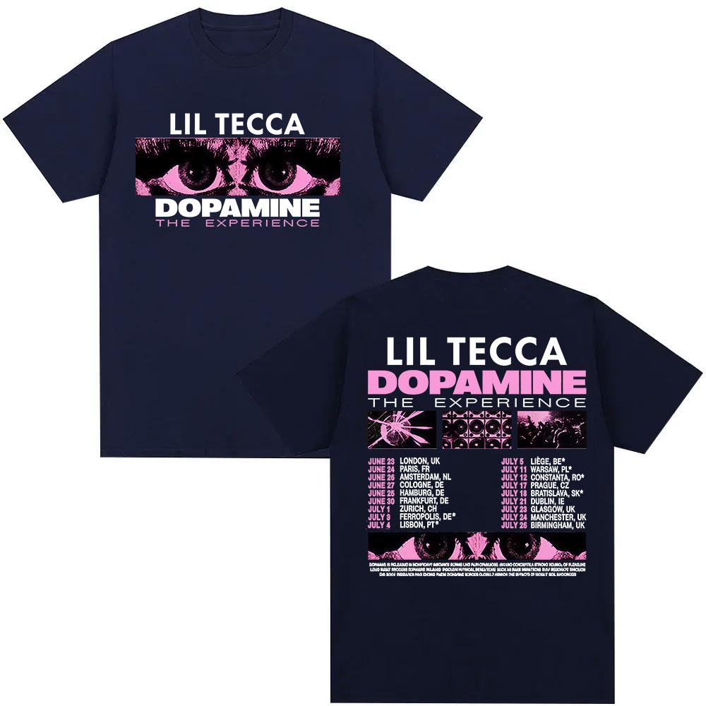 Lil Tecca Dopamne The Experience Tour 2025 Новая футболка Мужская Женская Ретро Эстетическая Одежда Футболки Повседневные Хлопковые Оверсайз Футболки