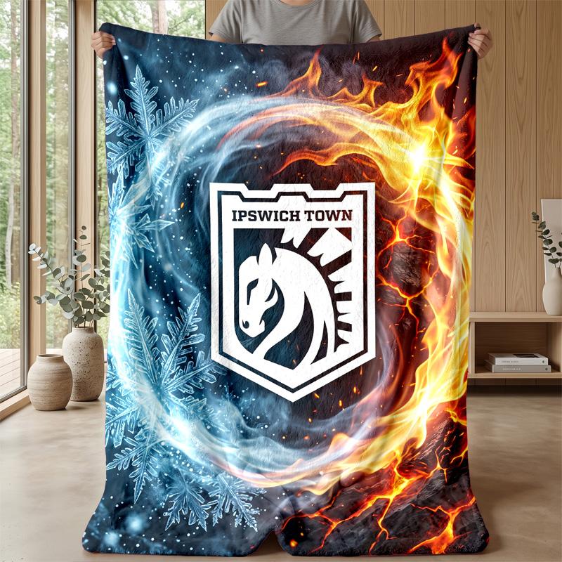Ipswich Town Football Print Flannel Blanket, Soft Warm Lightweight Throw Blanket for Sofa Bed Camping