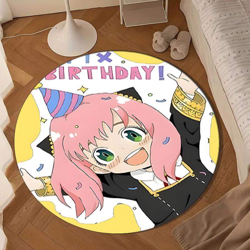 Cute anime spy Famliy Round Rug for Livingroom,Bedroom, Palyroom, Chair Rug, Area rug, Circle Carpet, Large Size Fan Christmas gift