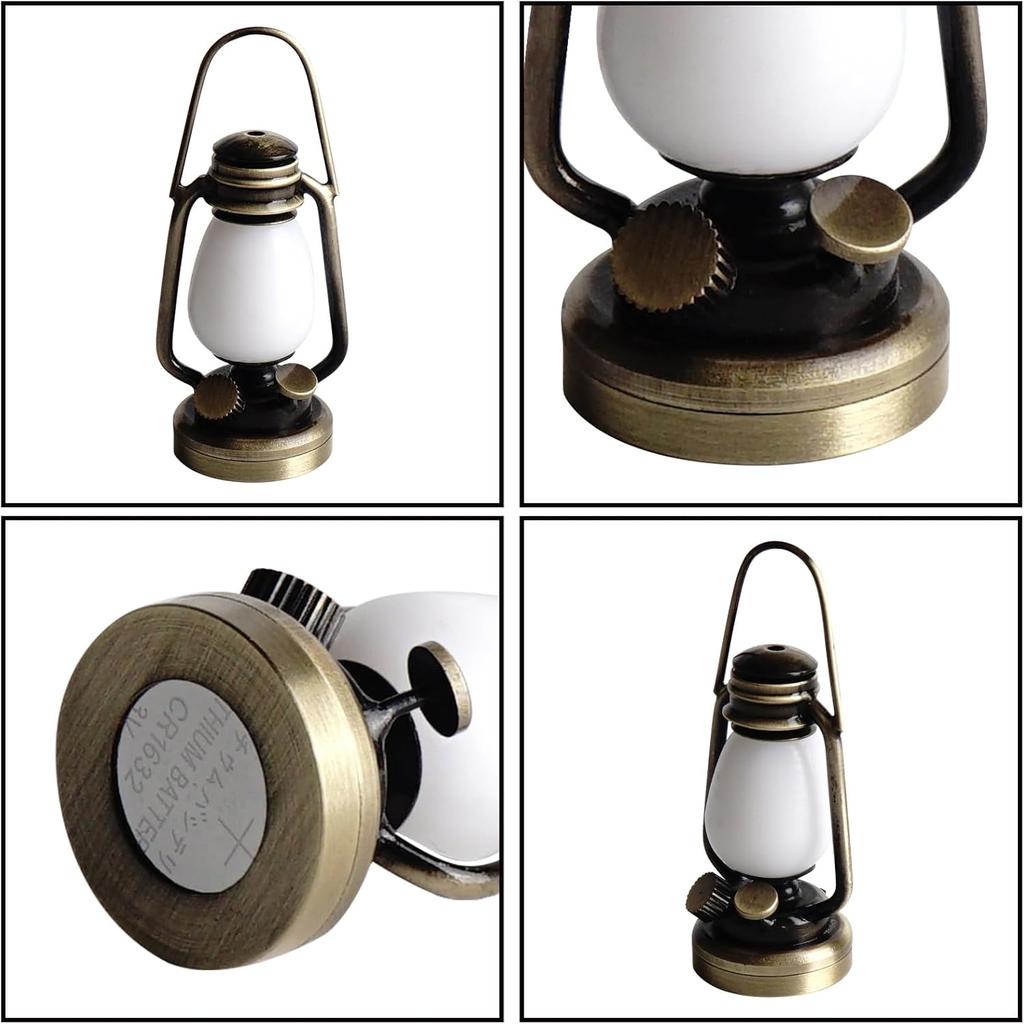 1:12 Scale Dollhouse Miniature LED Oil Lamp Lantern