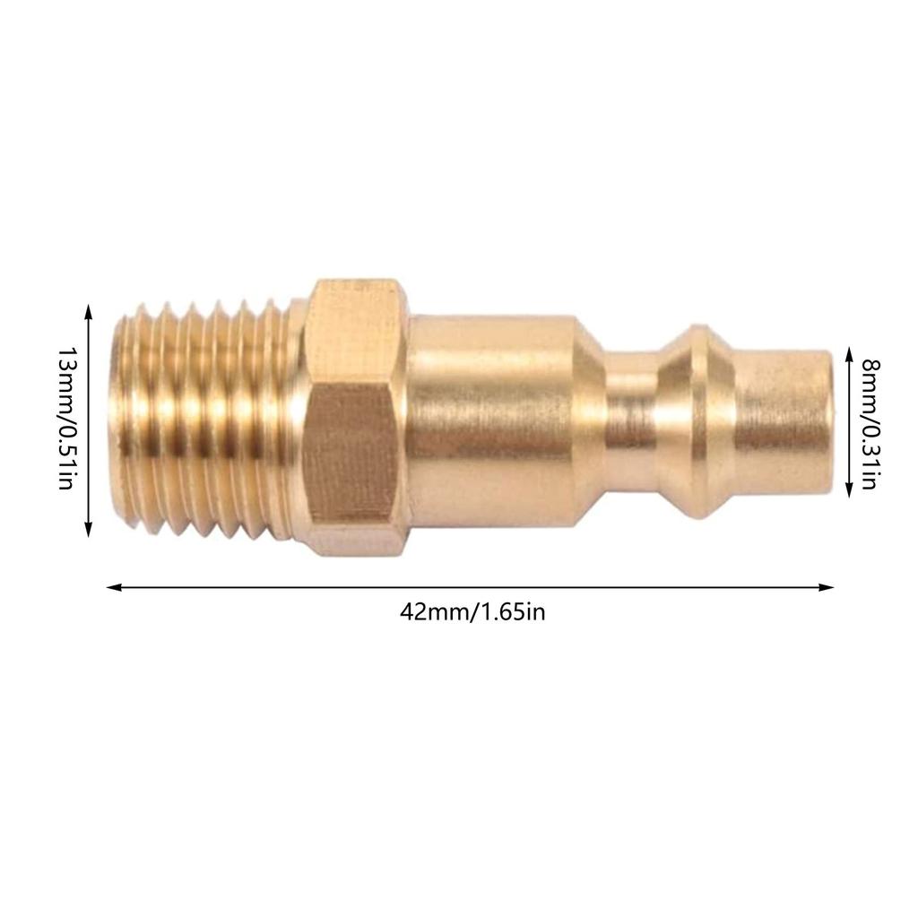 10 Pcs 1/4inch NPT Brass Male Air Hose Quick-Connect Adapter Air Tool Compressor Fitting Male Brass Plug Connector
