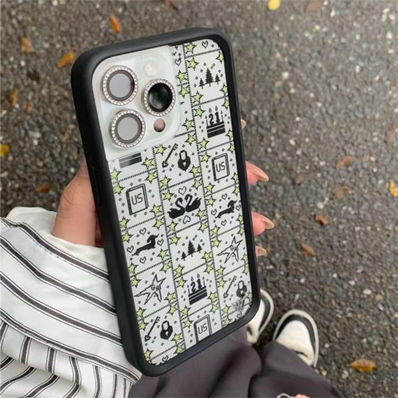 Чехол для телефона iPhone с рисунком «Полевой цветок» и «Горошек Любовь» в клетку Для 17 13 Pro 14 15 Pro 14plus 16promax 12 17 Pro WF акриловая задняя крышка