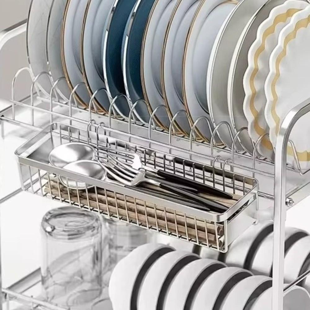 Silver Hanging Cutlery Holder Rust Proof Cutlery Drainer Rack  Kitchen Use