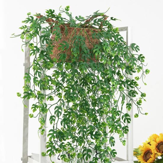 Имитация 5-вилочной лозы Монстера, реалистичный внутренний потолок, не требующий обслуживания, цветочная лоза для круглогодичного украшения