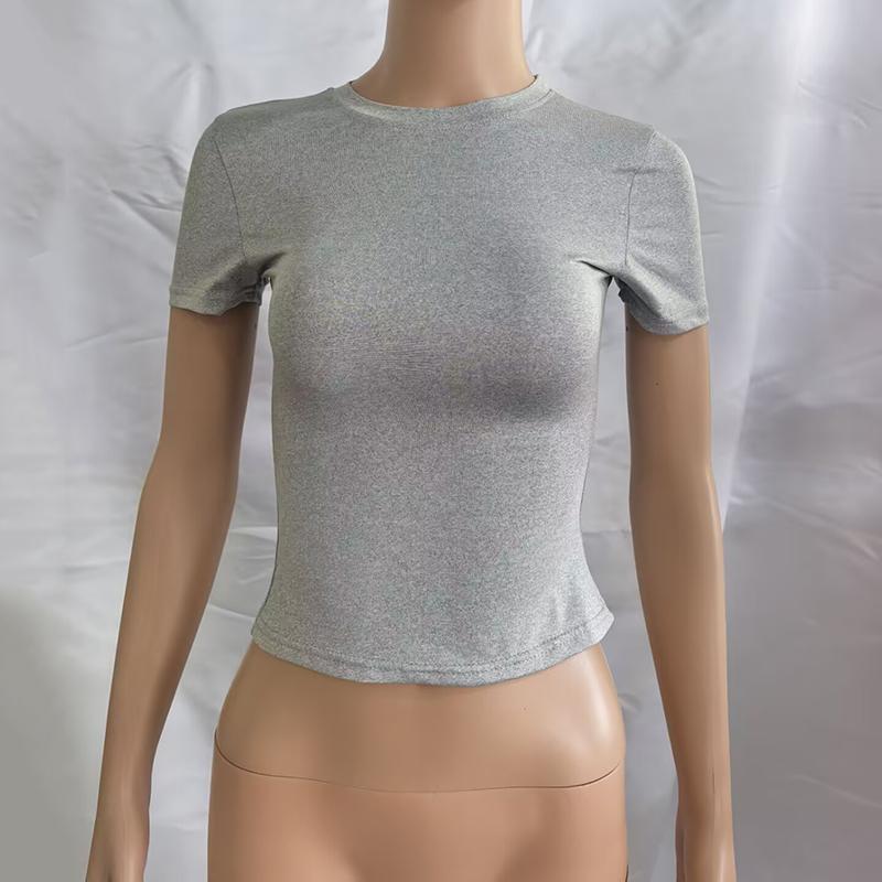 2025 Новая высококачественная повседневная футболка, сексуальная, тонкая, с короткими рукавами, модная тенденция, однотонная женская одежда, топы y2k