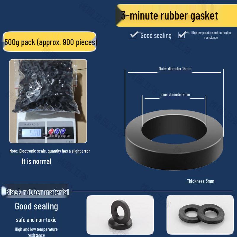 Набор плоских резиновых шайб: Водонепроницаемые прокладки для душевых шлангов и смесителей - Размеры 3/8", 1/2", 3/4", 1"