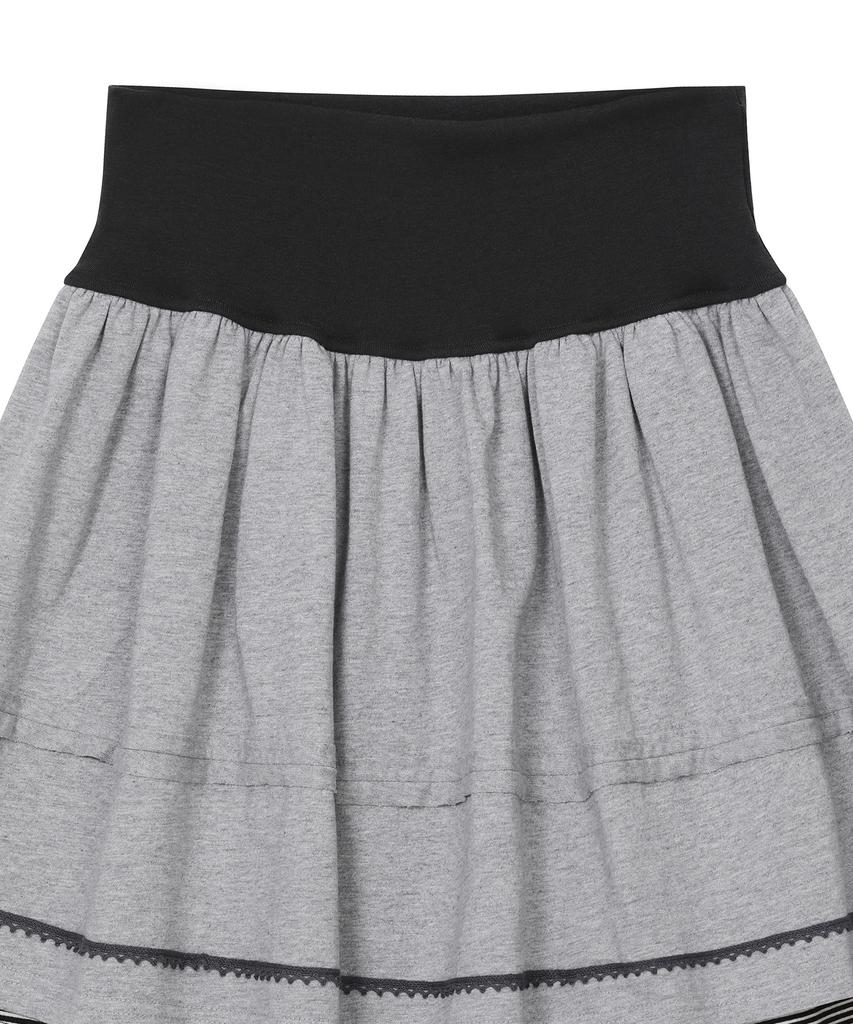 Baup Lace Shirred Skirt [Gray]