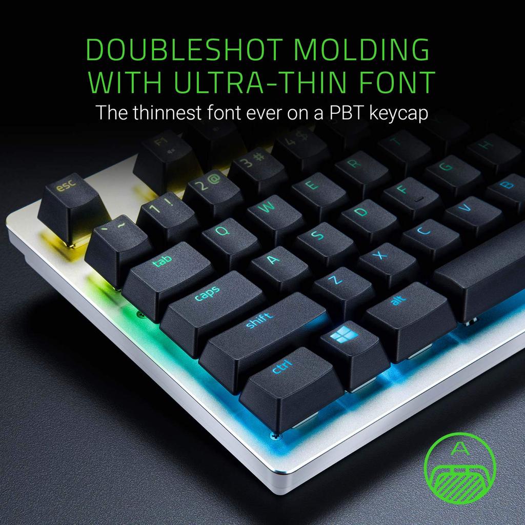 Razer PBT Keycaps, Кварцево-розовый - Игровые колпачки для механических клавиатур, Розовый, Двухцветное литье PBT, Полностью совместимые клавиши [Авторизованный японский]