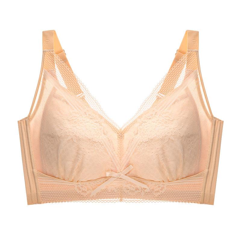 Большой размер Тонкий бюстгальтер без косточек Полная чашка Регулируемая форма Пуш-ап и Поддержка боковой груди Нижнее белье