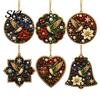 Christmas Door Wall Decor 6 Pcs Pearl Art Ornaments, 2D Flat Acrylic Holiday Tree Pendant, Santa Hanging Ornaments Effect Decoration for Home