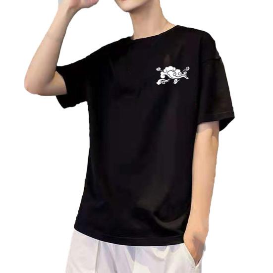 Men Summer T-shirt O Neck Loose Short Sleeve Soft Breathable Solid Color Plus Size Print Mid Length Casual Pullover Daily Top