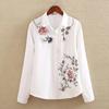 2024 Spring Women's White Embroidered Long Sleeve Plus Size Shirt