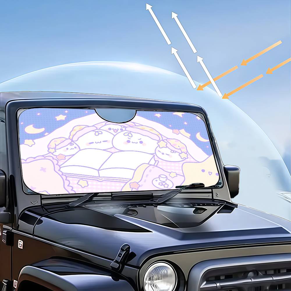 Cartoon Budding Pop Cartoon Window FoilsHeated Windshield Sunshade Car Front Window Visor Car Solar Protect Tools