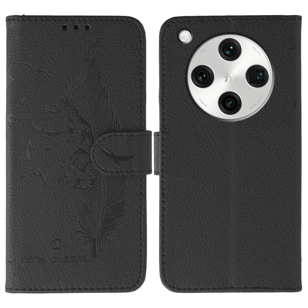 For Oppo Find X8 Pro 5G Case Feather Imprint PU Leather Wallet Phone Cover
