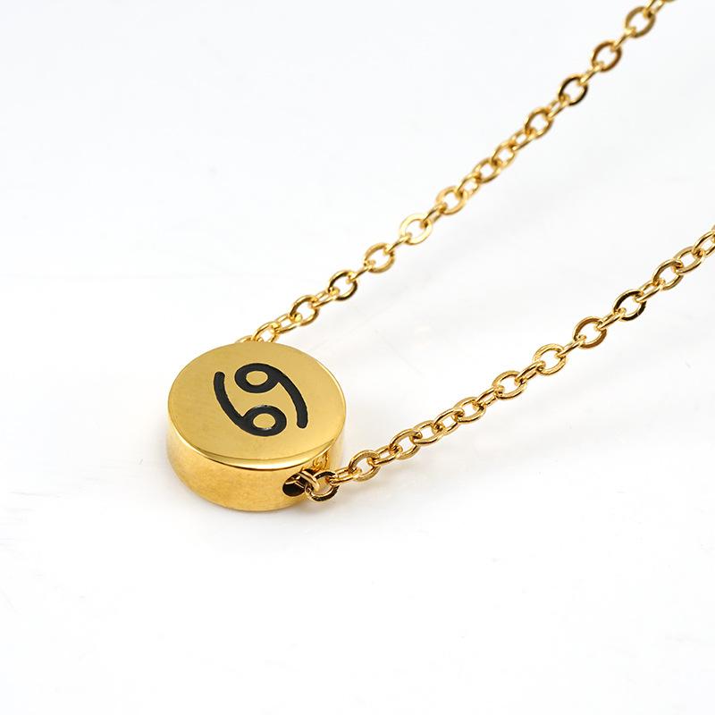 Новое простое круглое ожерелье с подвеской в виде символа созвездия из нержавеющей стали, 12 ожерелье с созвездием для женщин