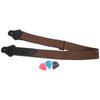 Guitar Strap Cotton Adjustable Neck Belt Celluloid Pick Kit Stringed Instrument Accessories(Brown