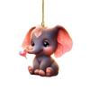 Acrylic Surface Flat Elephant Pendant With Love Heart Design For Car Interior