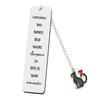 Stainless Steel Metal Bookmark Cat Long Chain Cat Pendant School Supplies Engraved Bookmark