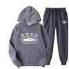 Mens Womens Streetwear Hooded Oversized Fleece-Lined Cotton Blend Tracksuit Set Winter Casual Hip Hop Outfit