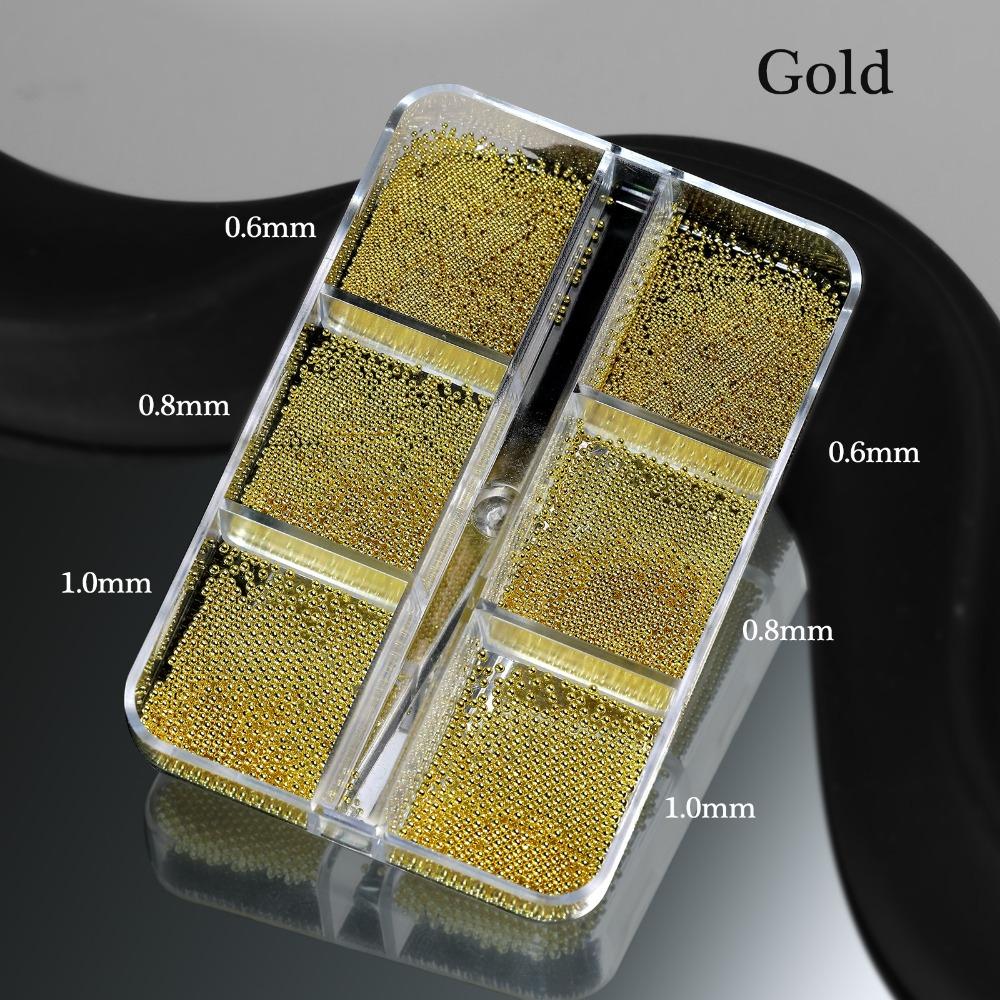 Gold Silver Micro Ball Nail Charms Metal Nail Beads  DIY Nail Art Jewelry