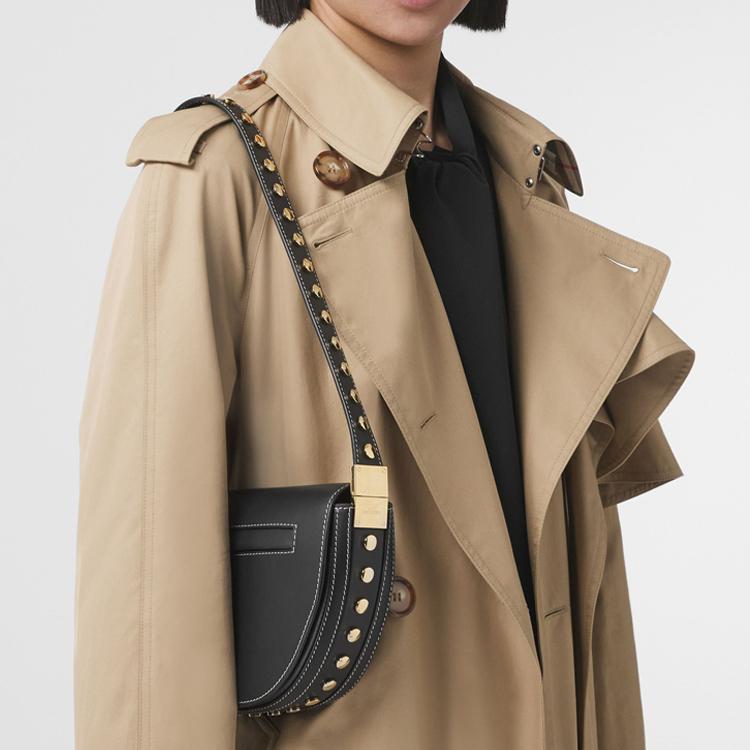 Burberry Olympia Leather Shoulder Bag With Metal Accents And Magnetic Closure Small Women Handbags Black 80470131