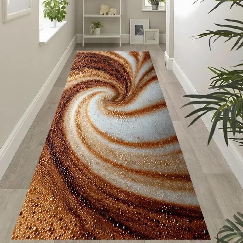 Professional Coffee Menu Kitchen Rug Non-Slip Mat Featuring Espresso Latte & Cappuccino Prints on Black Ideal for Home Floor