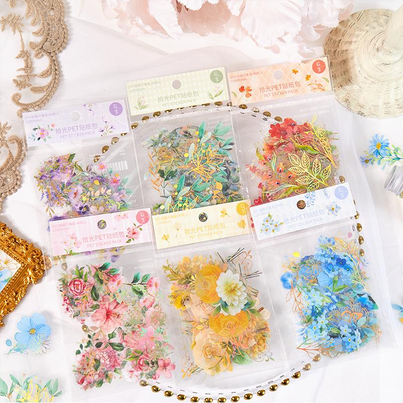 Flower Stickers Plant Aesthetic Handmade Diy Material Decorative Stationery Sticker