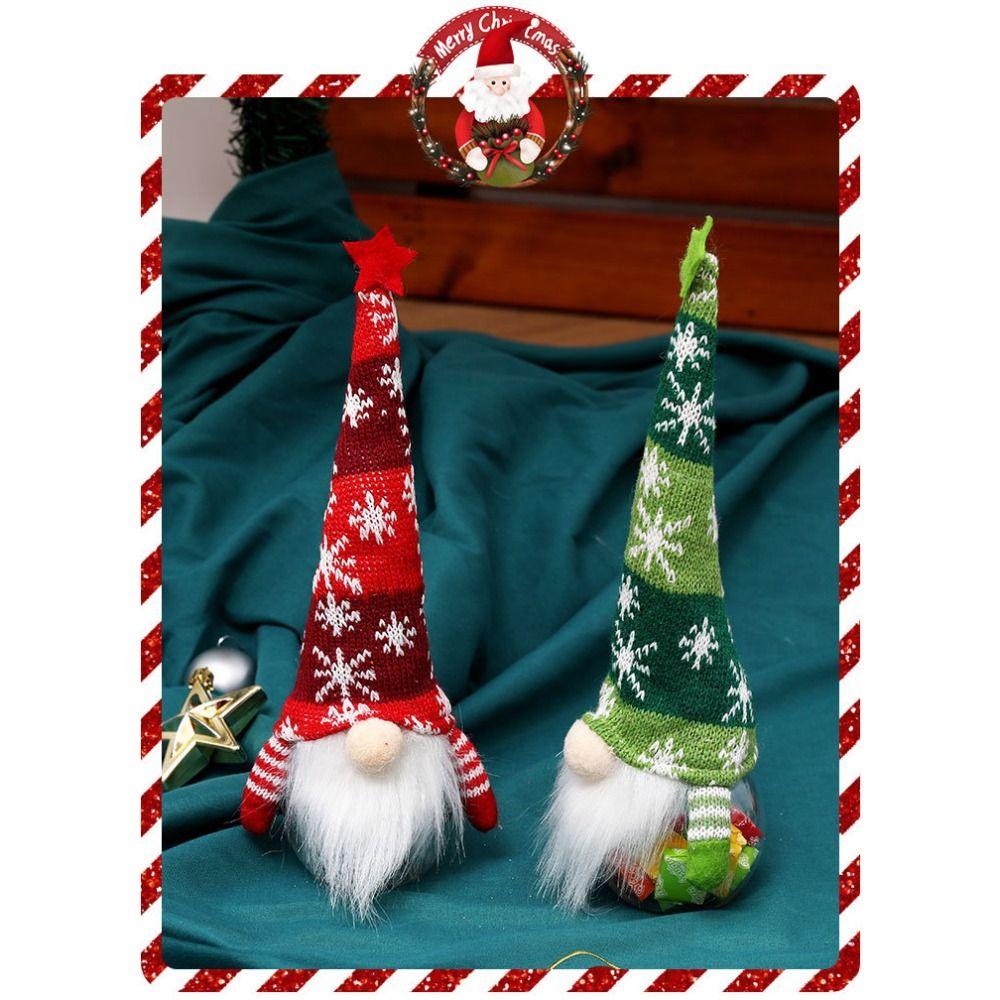 Green Red Grey Faceless Forest Doll Cartoon Candy Storage Bottle Gnome Doll Ornament  Gift Bag