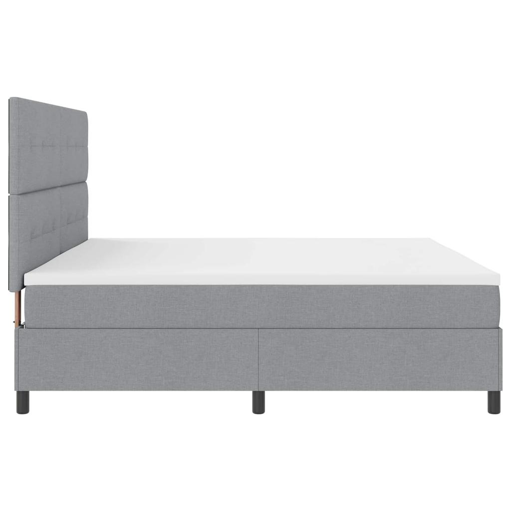 Boxspring Bed with LED Light Strips Light Gray 200 x 200 cm Fabric