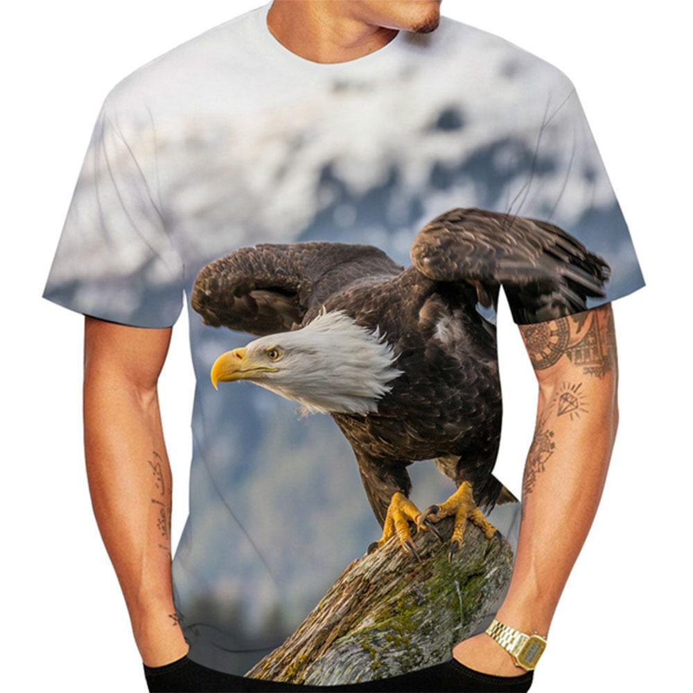 Summer 3D Digital Eagle Printed Tops Fashion Plus Size Short Sleeve T-shirt